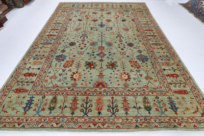 269 x 365 cm | Green Sultani Afghan Veg Dye Wool carpet