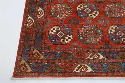 242 x 302 cm | Oriental Ersari Bokhara Red Area Rug Afghan Hand Knotted veg Dye Wool Carpet