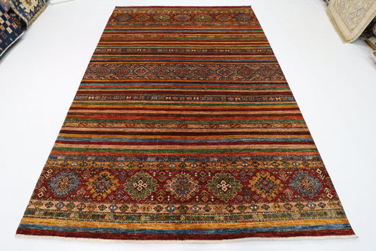 208 x 298 cm | Oriental Khorjun Red Area Rug Afghan Hand Knotted Veg Dye Wool carpet