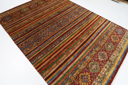 208 x 298 cm | Oriental Khorjun Red Area Rug Afghan Hand Knotted Veg Dye Wool carpet