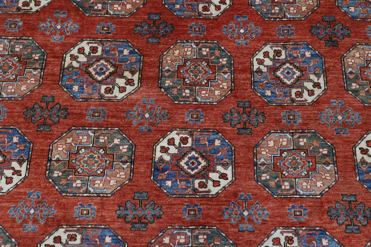 242 x 302 cm | Oriental Ersari Bokhara Red Area Rug Afghan Hand Knotted veg Dye Wool Carpet