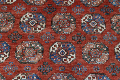 242 x 302 cm | Oriental Ersari Bokhara Red Area Rug Afghan Hand Knotted veg Dye Wool Carpet