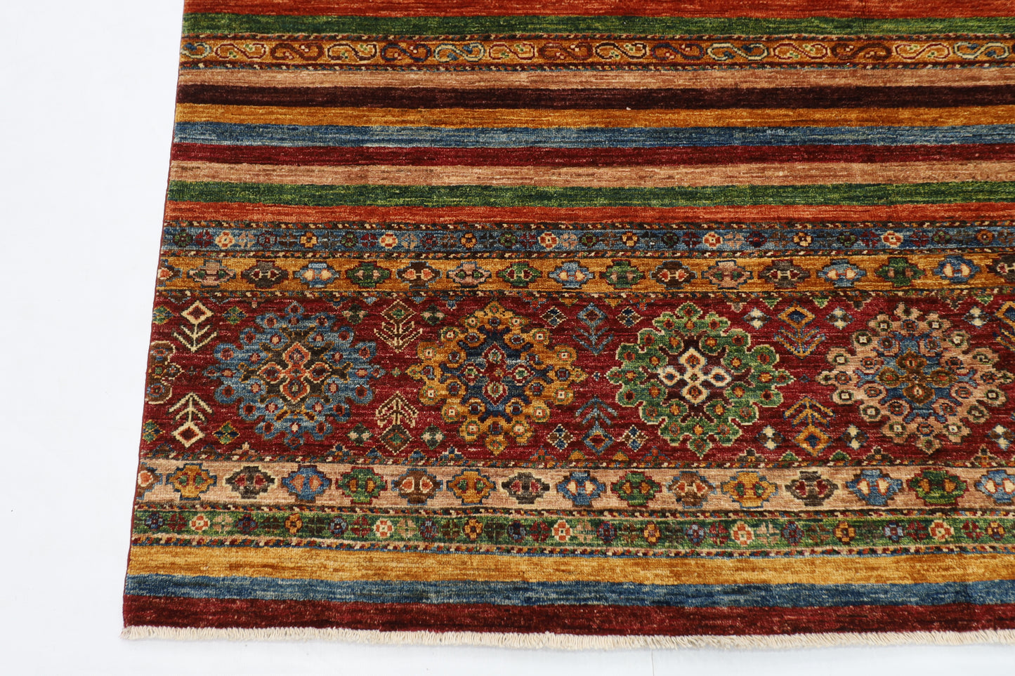 208 x 298 cm | Oriental Khorjun Red Area Rug Afghan Hand Knotted Veg Dye Wool carpet