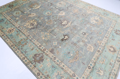 276 x 364 cm | Oushak Gray Afghan Hand Knotted Carpet