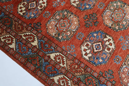 242 x 302 cm | Oriental Ersari Bokhara Red Area Rug Afghan Hand Knotted veg Dye Wool Carpet