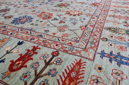 269 x 365 cm | Green Sultani Afghan Veg Dye Wool carpet