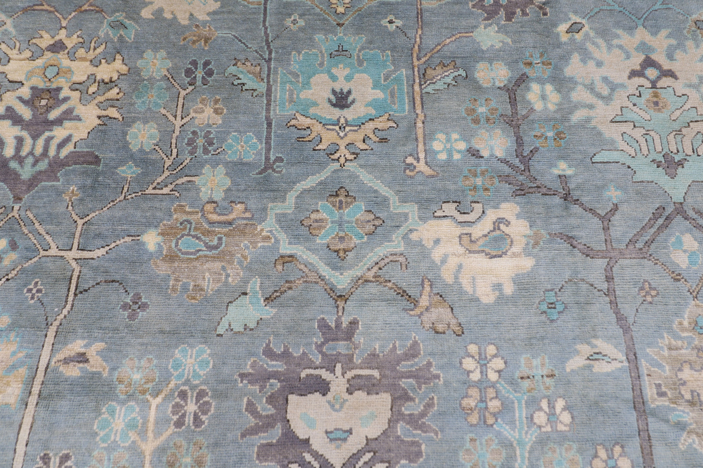 276 x 364 cm | Oushak Gray Afghan Hand Knotted Carpet