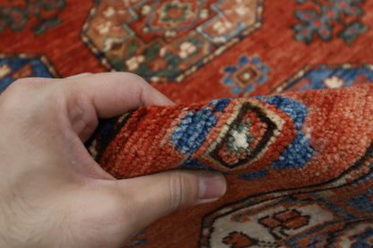 242 x 302 cm | Oriental Ersari Bokhara Red Area Rug Afghan Hand Knotted veg Dye Wool Carpet