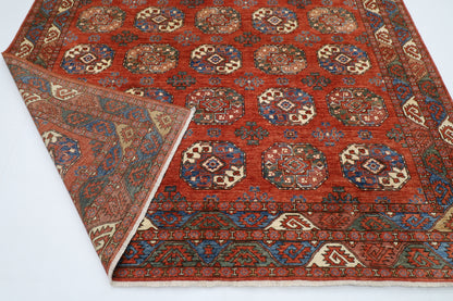 242 x 302 cm | Oriental Ersari Bokhara Red Area Rug Afghan Hand Knotted veg Dye Wool Carpet