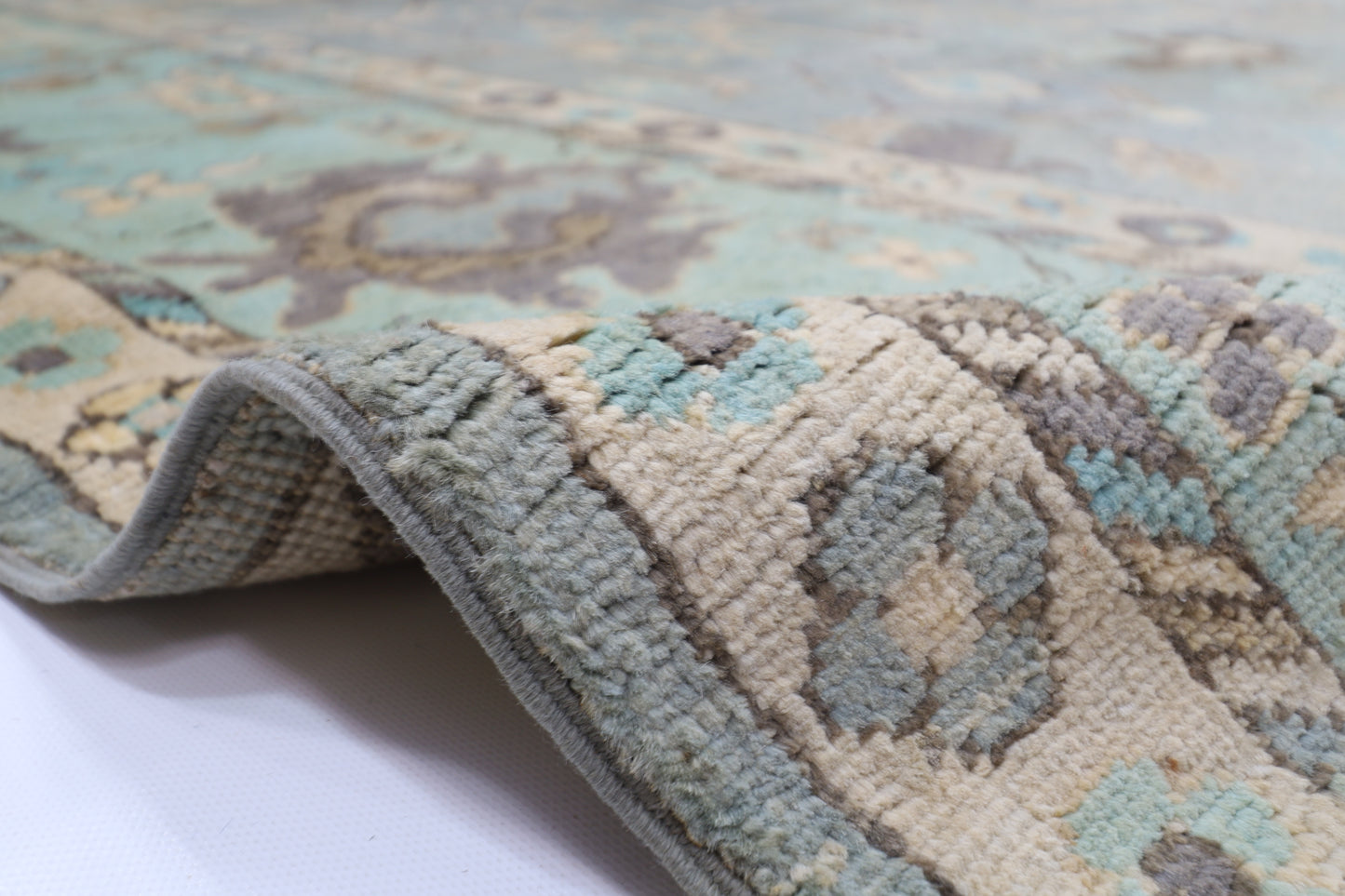 276 x 364 cm | Oushak Gray Afghan Hand Knotted Carpet