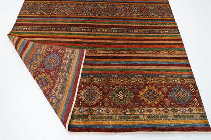 208 x 298 cm | Oriental Khorjun Red Area Rug Afghan Hand Knotted Veg Dye Wool carpet