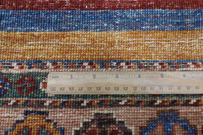 208 x 298 cm | Oriental Khorjun Red Area Rug Afghan Hand Knotted Veg Dye Wool carpet