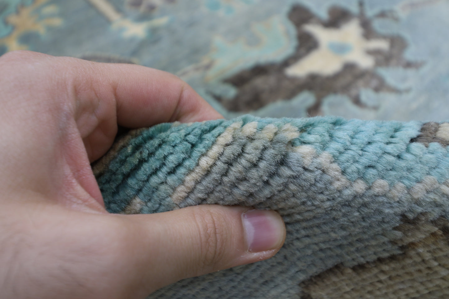 276 x 364 cm | Oushak Gray Afghan Hand Knotted Carpet