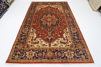202 x 292 cm | Oriental heriz Red Area Rug Afghan Hand Knotted Veg Dye Wool carpet