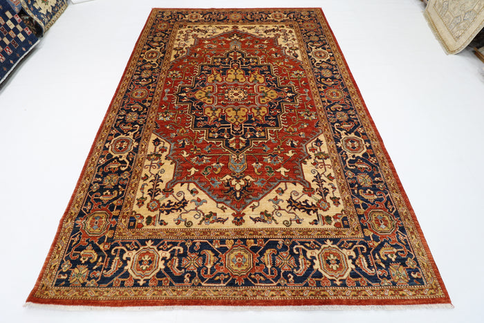 202 x 292 cm | Oriental heriz Red Area Rug Afghan Hand Knotted Veg Dye Wool carpet