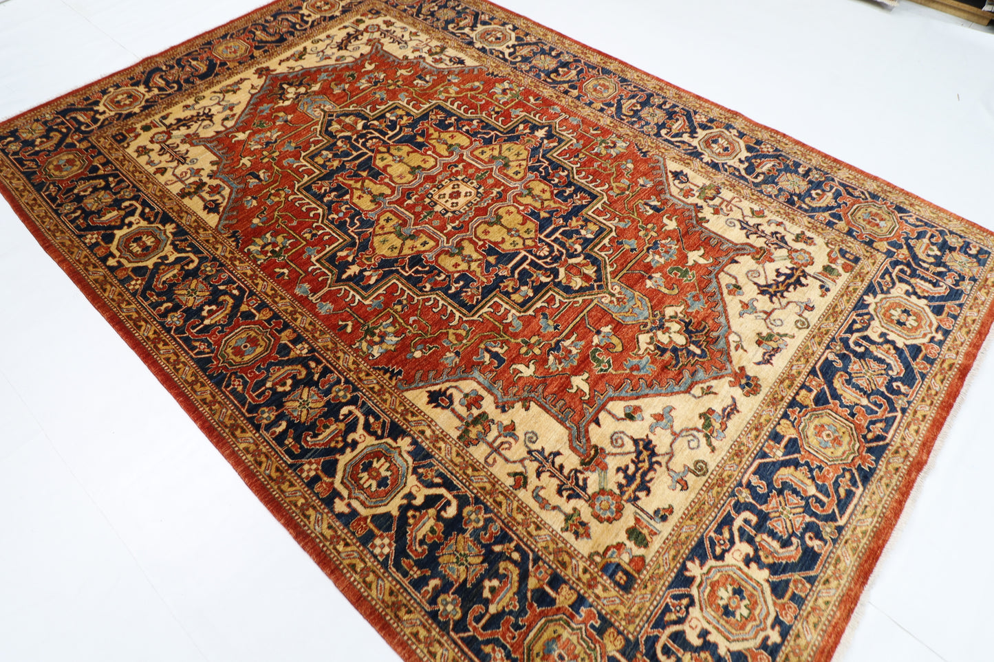 202 x 292 cm | Oriental heriz Red Area Rug Afghan Hand Knotted Veg Dye Wool carpet