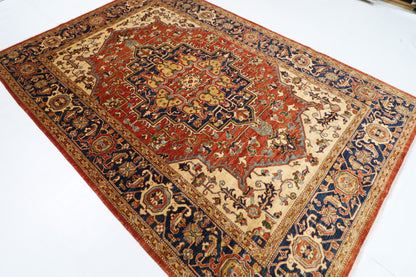 202 x 292 cm | Oriental heriz Red Area Rug Afghan Hand Knotted Veg Dye Wool carpet