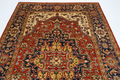 202 x 292 cm | Oriental heriz Red Area Rug Afghan Hand Knotted Veg Dye Wool carpet