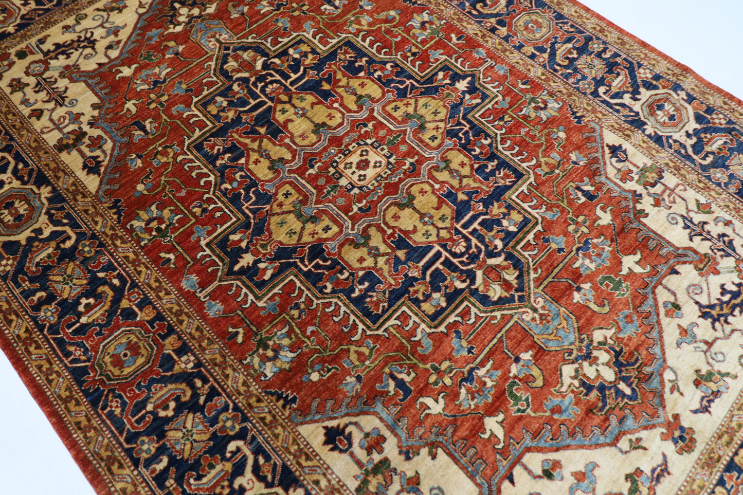 202 x 292 cm | Oriental heriz Red Area Rug Afghan Hand Knotted Veg Dye Wool carpet