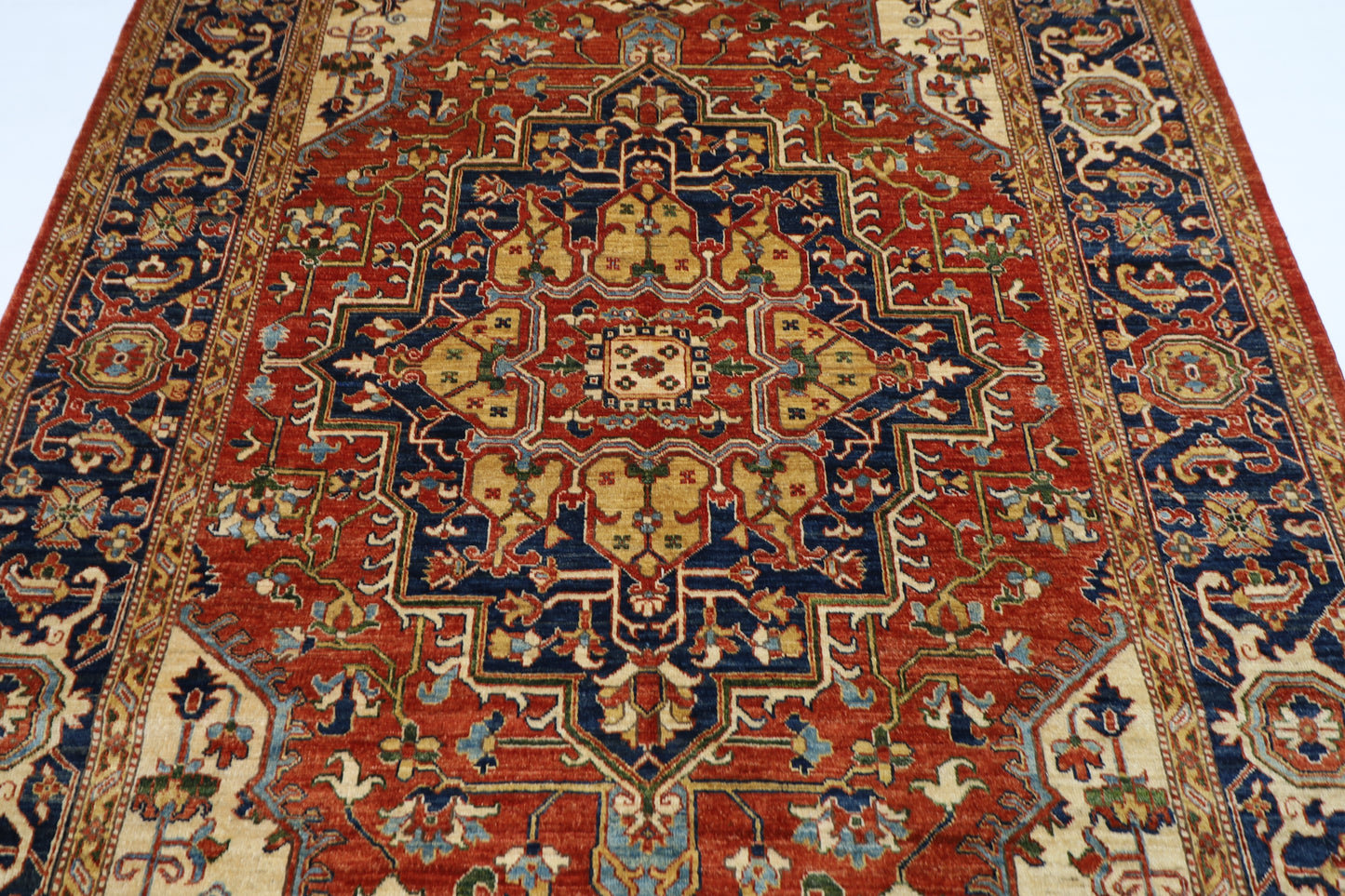 202 x 292 cm | Oriental heriz Red Area Rug Afghan Hand Knotted Veg Dye Wool carpet