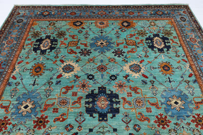 251 x 300 cm | Aryana Turquoise Afghan Hand Knotted Carpet