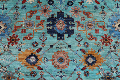 251 x 300 cm | Aryana Turquoise Afghan Hand Knotted Carpet