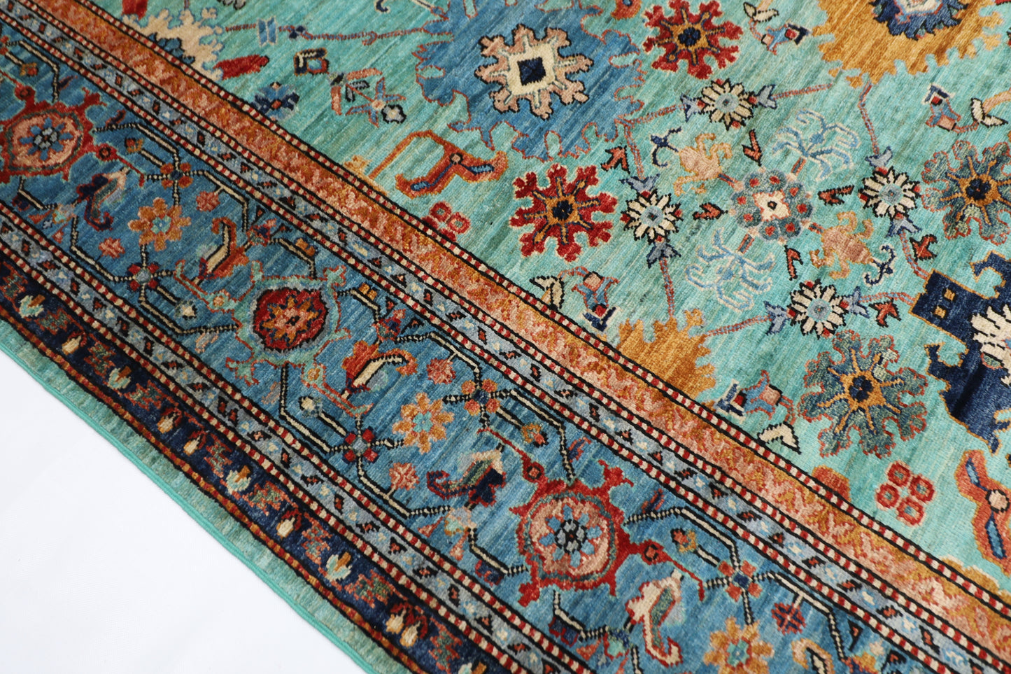 251 x 300 cm | Aryana Turquoise Afghan Hand Knotted Carpet