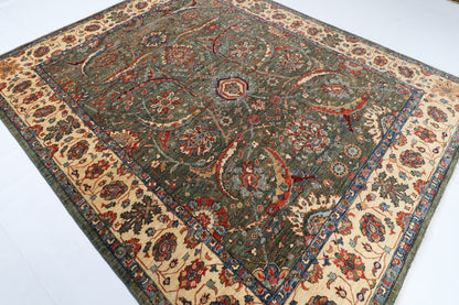 246 x 300 cm | Sickle Leaf Green Afghan Veg Dye Wool carpet