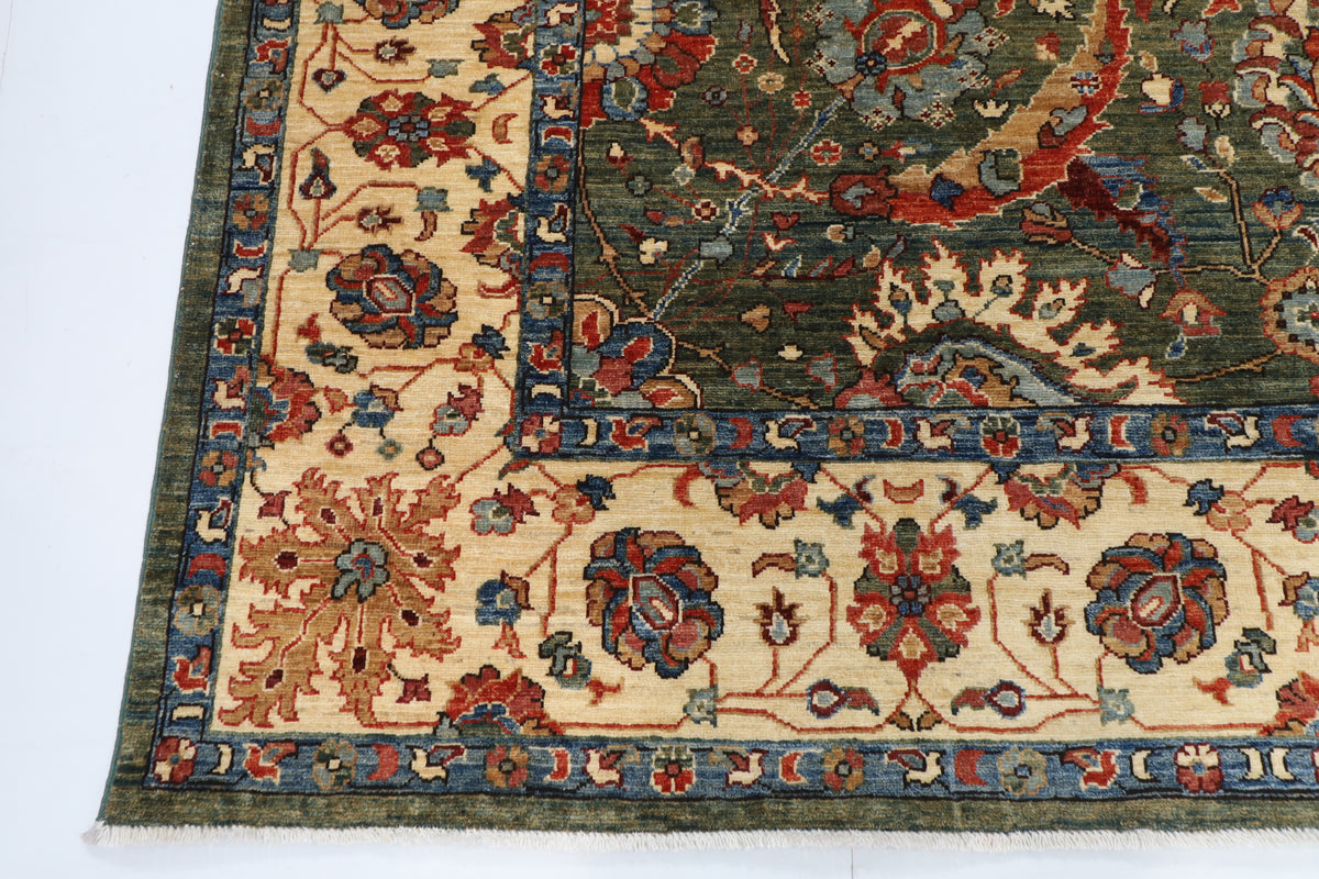 246 x 300 cm | Sickle Leaf Green Afghan Veg Dye Wool carpet