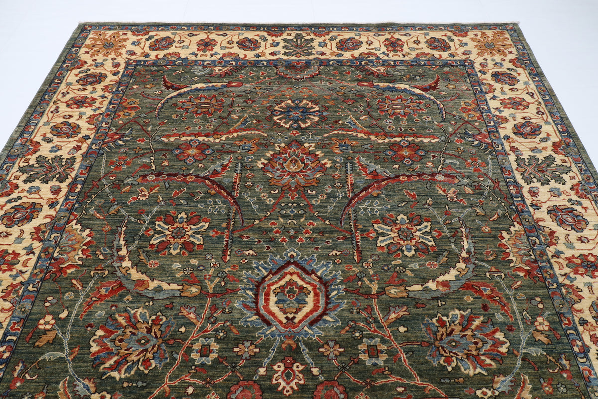 246 x 300 cm | Sickle Leaf Green Afghan Veg Dye Wool carpet