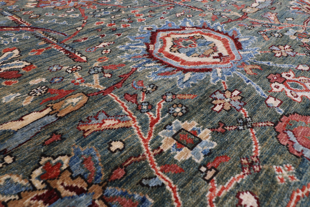 246 x 300 cm | Sickle Leaf Green Afghan Veg Dye Wool carpet