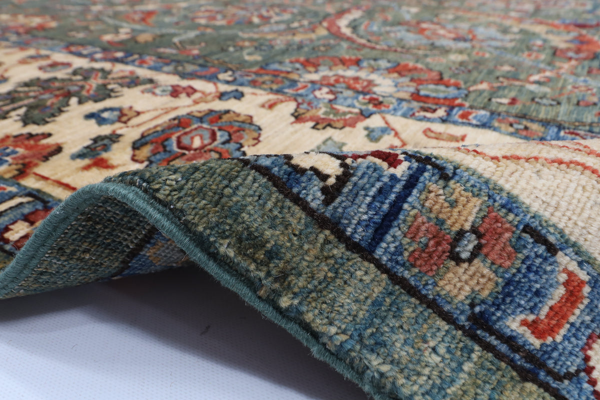 246 x 300 cm | Sickle Leaf Green Afghan Veg Dye Wool carpet