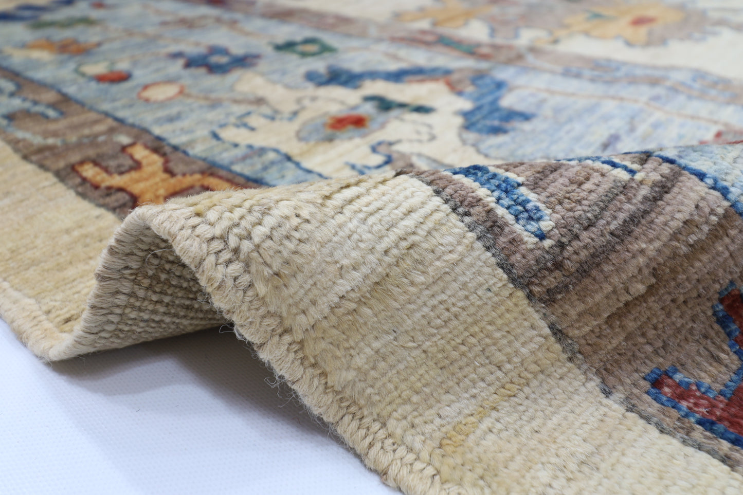 268 x 370 cm | Oushak Creamy Afghan Hand Knotted Carpet
