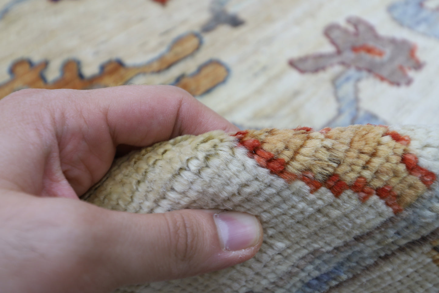 268 x 370 cm | Oushak Creamy Afghan Hand Knotted Carpet