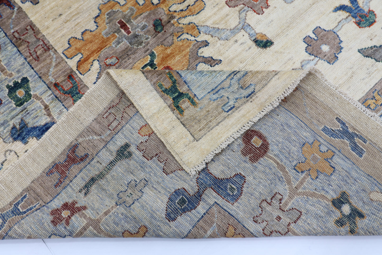 268 x 370 cm | Oushak Creamy Afghan Hand Knotted Carpet