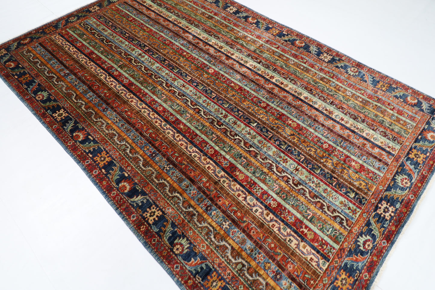 186 x 283 cm | Oriental Shall Style Area Rug Afghan Hand Knotted Veg Dye Wool carpet