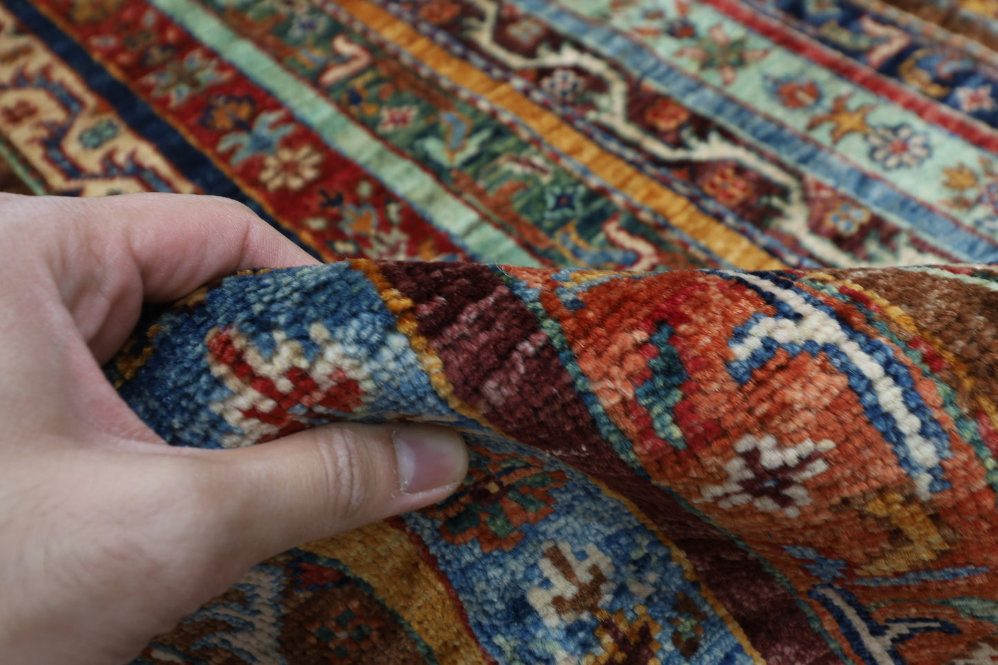 186 x 283 cm | Oriental Shall Style Area Rug Afghan Hand Knotted Veg Dye Wool carpet