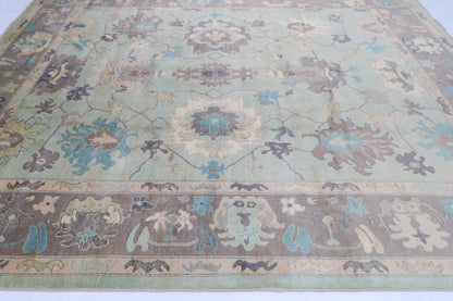 271 x 355 cm | Oushak Green Afghan Hand Knotted Carpet