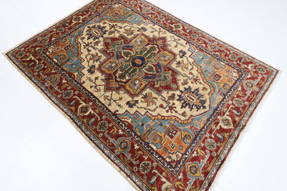 151 x 202 cm | Heriz Style Oriental Area Rug Afghan Hand Knotted Veg Dye Wool carpet