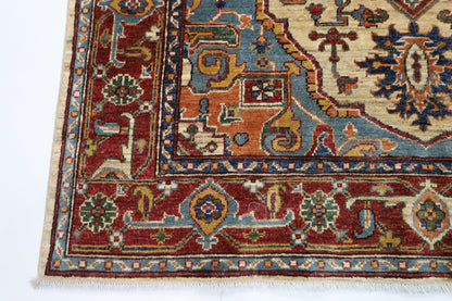 151 x 202 cm | Heriz Style Oriental Area Rug Afghan Hand Knotted Veg Dye Wool carpet