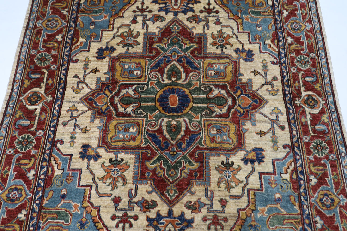 151 x 202 cm | Heriz Style Oriental Area Rug Afghan Hand Knotted Veg Dye Wool carpet