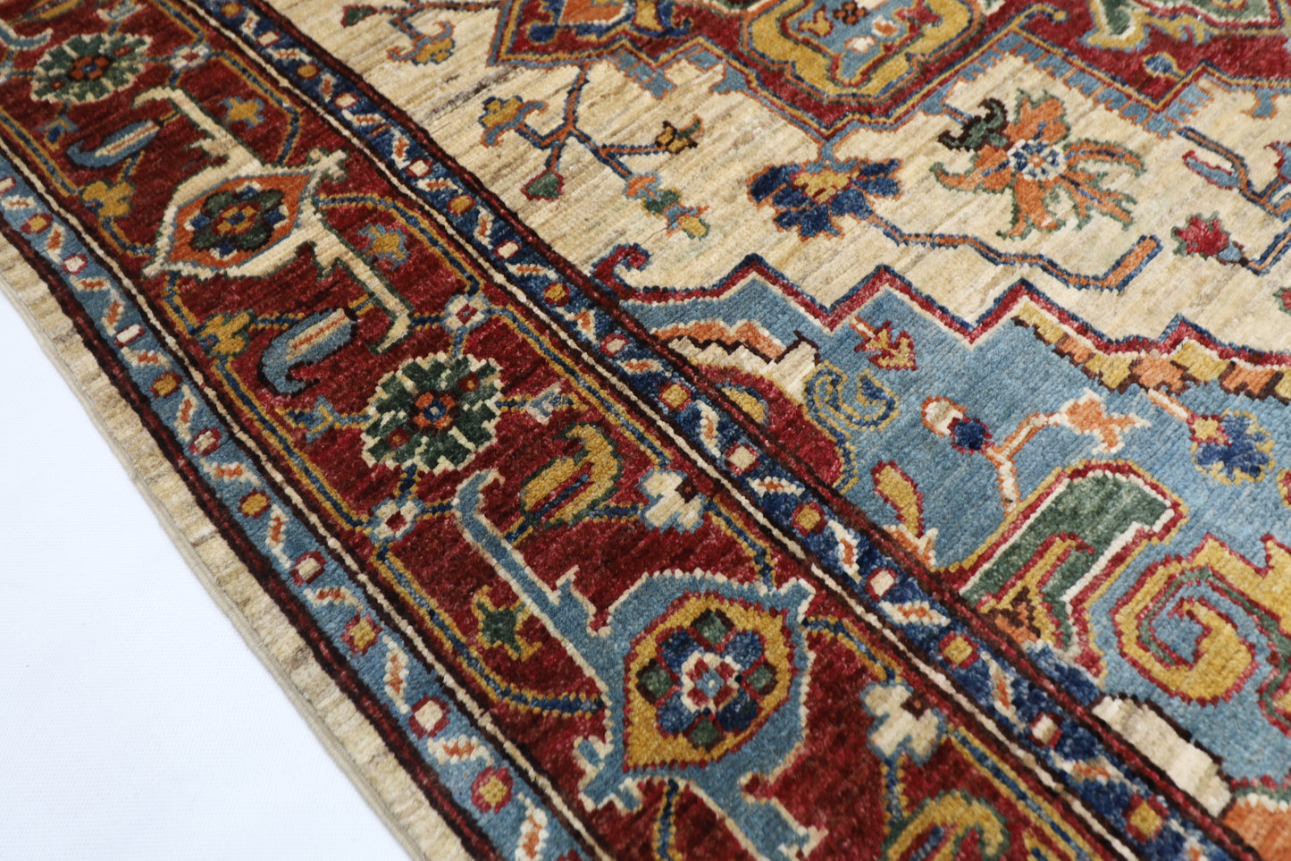 151 x 202 cm | Heriz Style Oriental Area Rug Afghan Hand Knotted Veg Dye Wool carpet