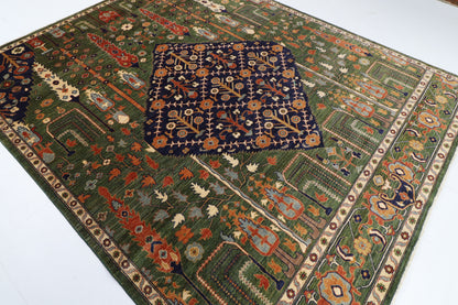 249 x 302 cm | Green Afghan Veg Dye Wool carpet