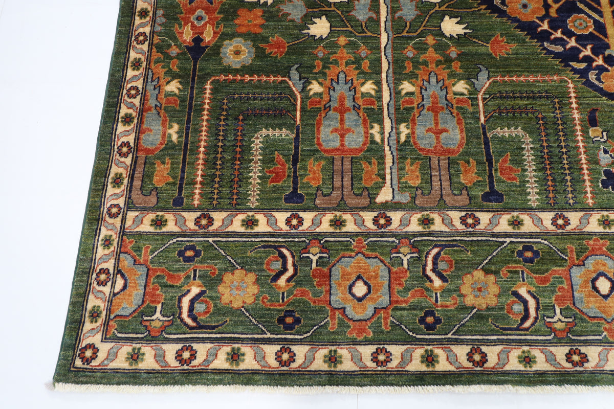 249 x 302 cm | Green Afghan Veg Dye Wool carpet