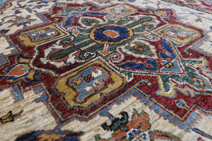 151 x 202 cm | Heriz Style Oriental Area Rug Afghan Hand Knotted Veg Dye Wool carpet