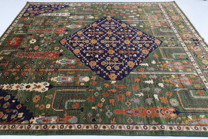 249 x 302 cm | Green Afghan Veg Dye Wool carpet