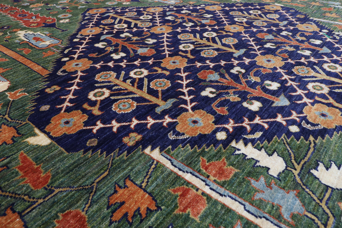 249 x 302 cm | Green Afghan Veg Dye Wool carpet