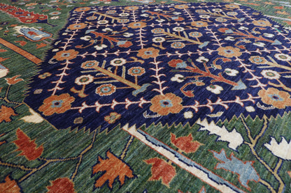 249 x 302 cm | Green Afghan Veg Dye Wool carpet