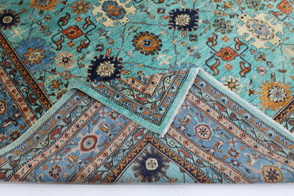 356 x 436 cm | Aryana Turquoise Afghan Hand Knotted Carpet