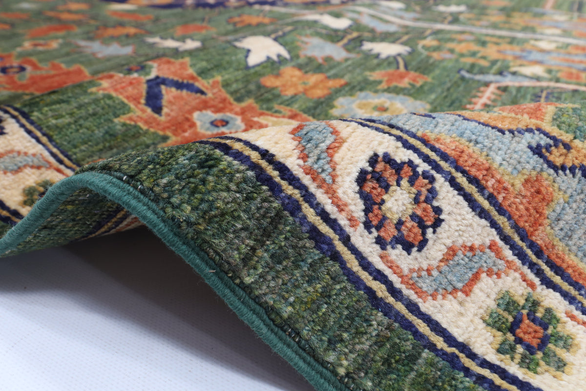 249 x 302 cm | Green Afghan Veg Dye Wool carpet